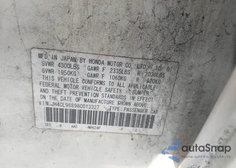 2008 Acura Tsx z USA, uszkodzony, nr VIN JH4CL96898C013327